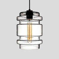 Cilindrische Hanglamp Simplicity Glas 1 Licht Roze/Geel/Blauw Hangende Plafondlamp