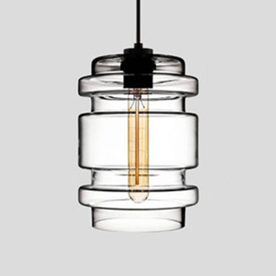 Cilindrische Hanglamp Simplicity Glas 1 Licht Roze/Geel/Blauw Hangende Plafondlamp