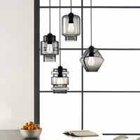 Cilindrische Hanglamp Simplicity Glas 1 Licht Roze/Geel/Blauw Hangende Plafondlamp