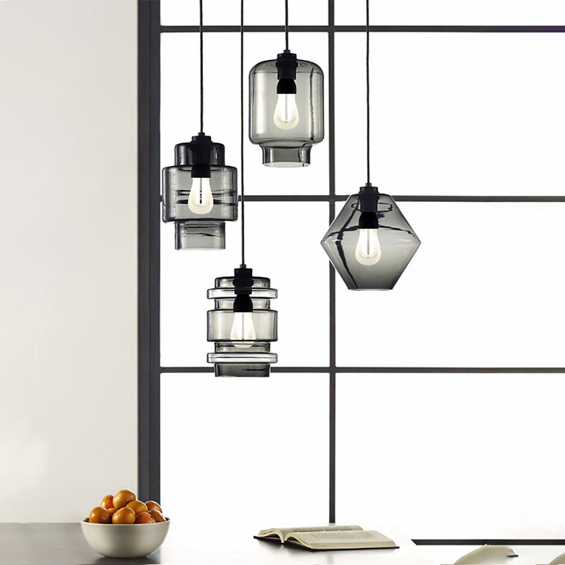 Cilindrische Hanglamp Simplicity Glas 1 Licht Roze/Geel/Blauw Hangende Plafondlamp