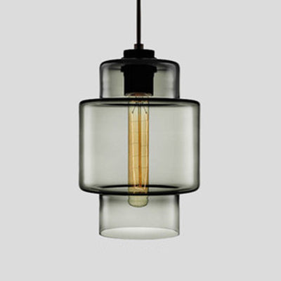 Cilindrische Hanglamp Simplicity Glas 1 Licht Roze/Geel/Blauw Hangende Plafondlamp