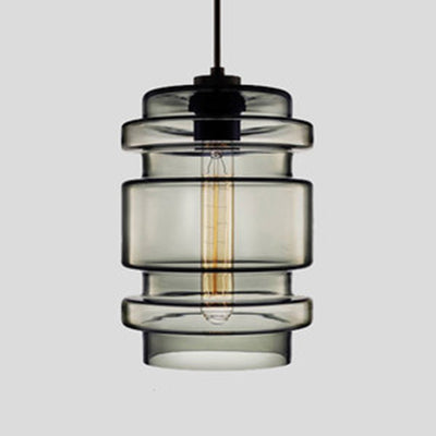 Cilindrische Hanglamp Simplicity Glas 1 Licht Roze/Geel/Blauw Hangende Plafondlamp