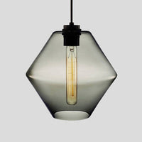 Cilindrische Hanglamp Simplicity Glas 1 Licht Roze/Geel/Blauw Hangende Plafondlamp