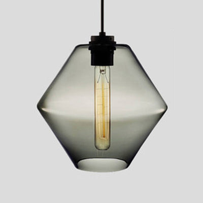 Cilindrische Hanglamp Simplicity Glas 1 Licht Roze/Geel/Blauw Hangende Plafondlamp