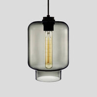 Cilindrische Hanglamp Simplicity Glas 1 Licht Roze/Geel/Blauw Hangende Plafondlamp