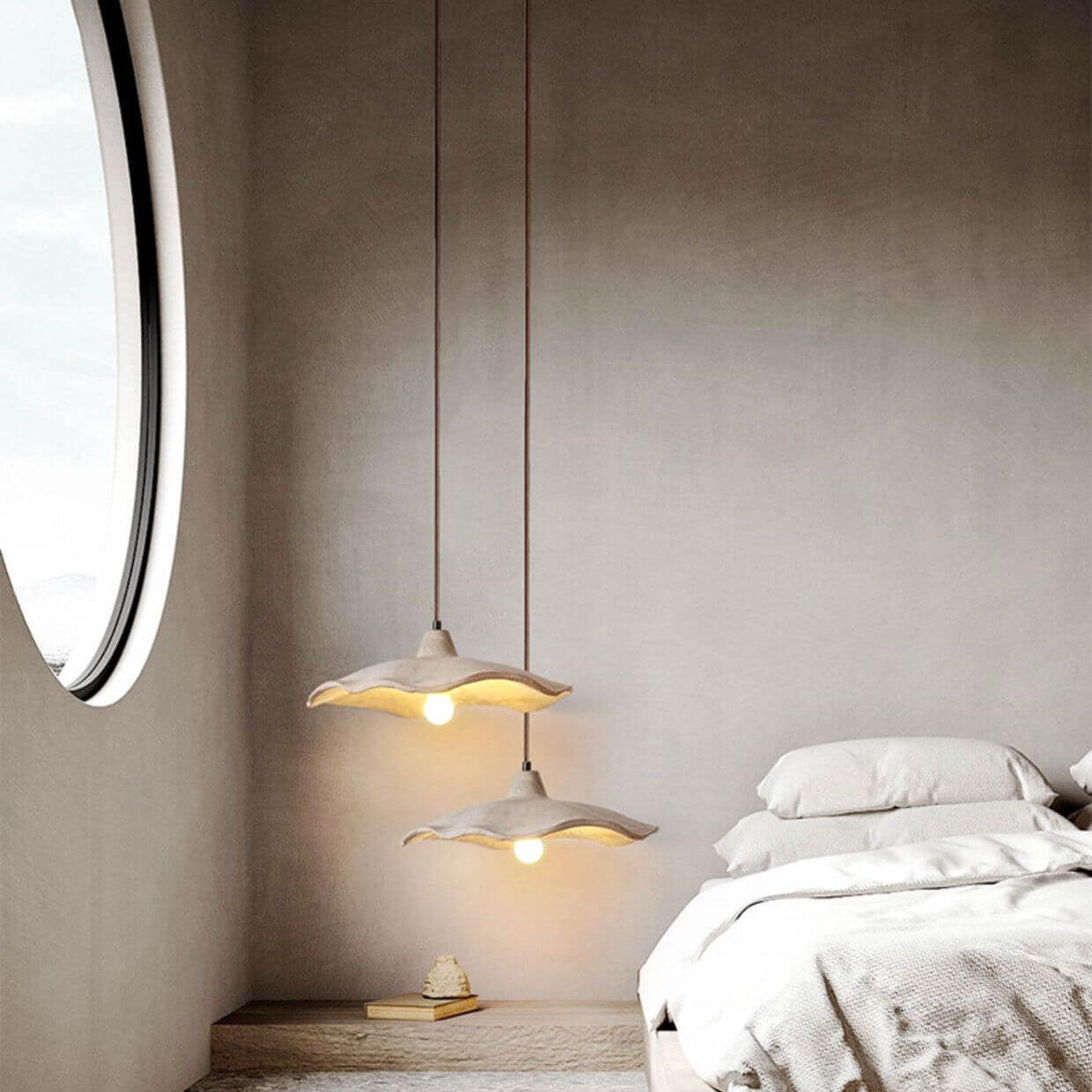Japanse Vintage Cementen Bloem Hanglamp | 1-Licht