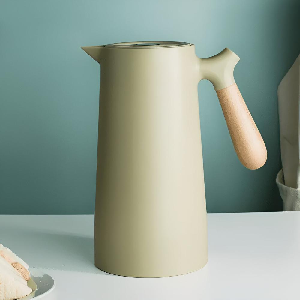 Geïsoleerde Thermoskan met Houten Handvat Koffiepot