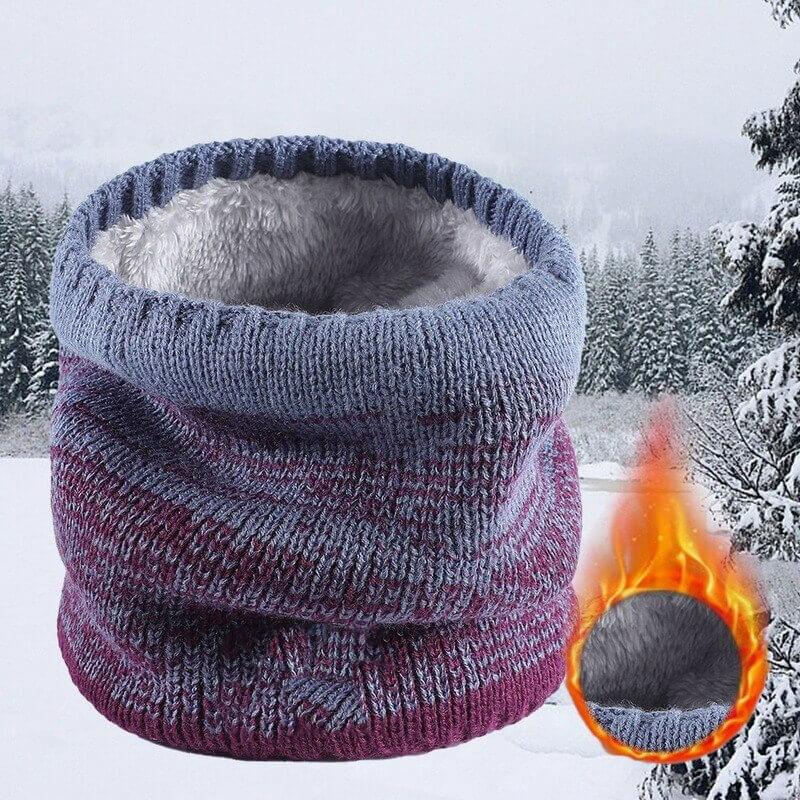 Warme wintersjaal | Gebreide fleece nekwarmer met dik kasjmier