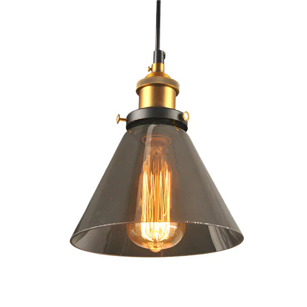 Industriële retro hanglamp met glas – Rookglas lampenkap