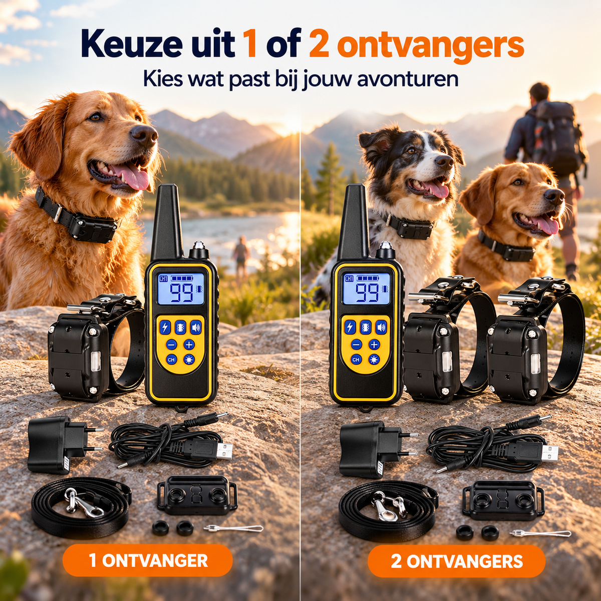 PROCANIS – Outdoor Trainingshalsband voor Wandelen & Kamperen met Hond, IP67-Ontvanger & Bereik tot 800 m