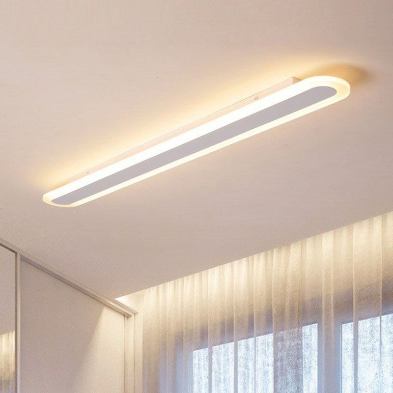 Arisha Minimalistische Ovale Lineaire Plafondlamp, Wit/Koffie
