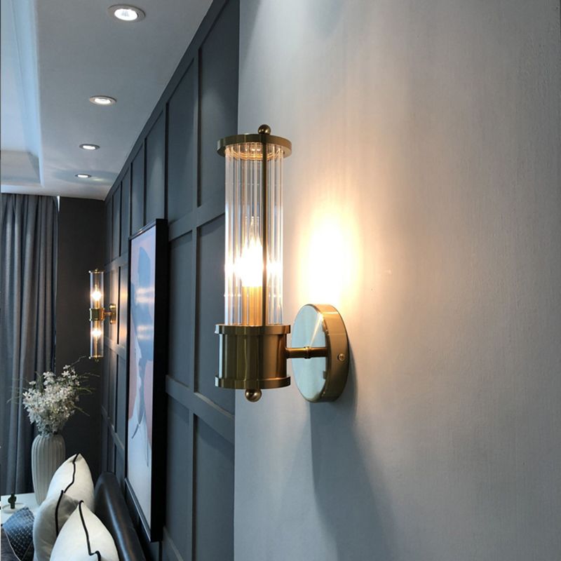 Kristy Amerikaanse Cilindrische Elegante Gouden Glas/Metaal Vanity Wandlamp
