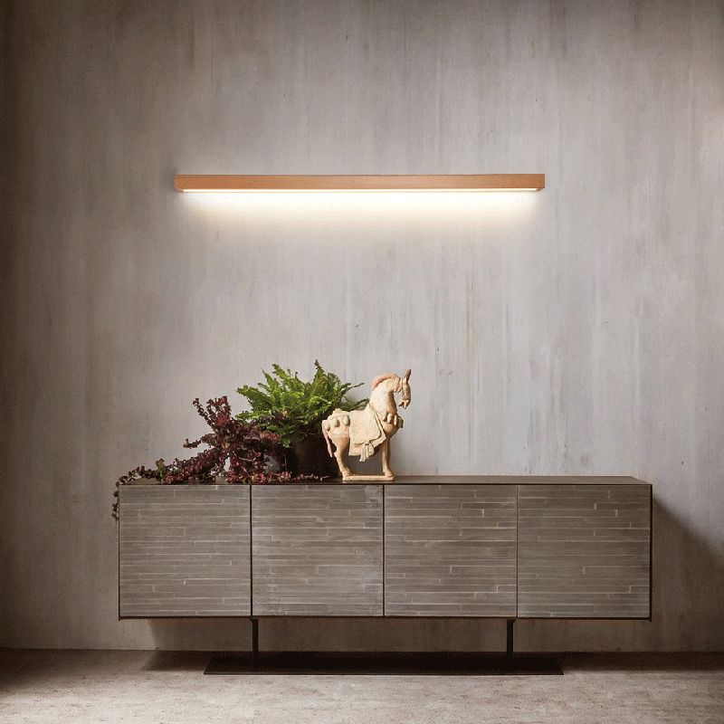 Dwyn Wandlamp Spiegel Lineair Minimalistisch Hout Woonkamer