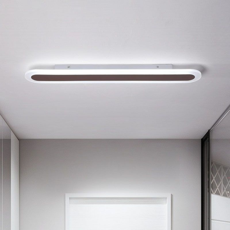 Arisha Minimalistische Ovale Lineaire Plafondlamp, Wit/Koffie