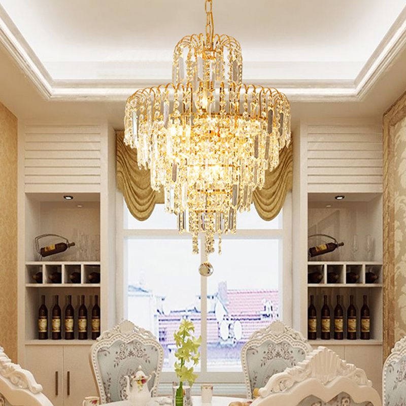 Kristy Luxe 5 Lagen Tassel Crystal Gouden Kandelaar