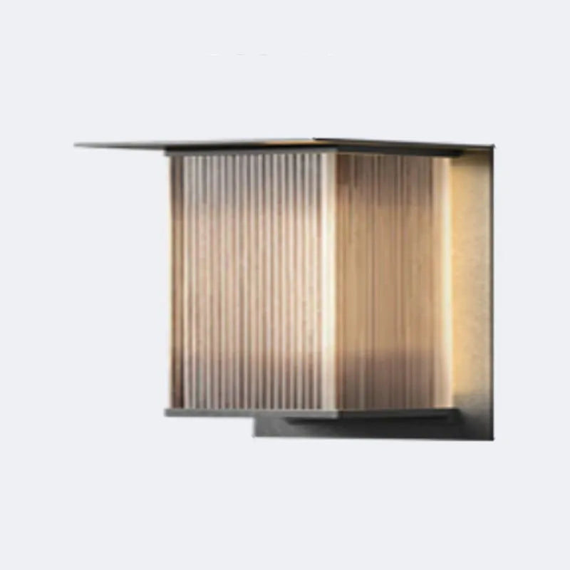Ray Moderne Rechthoekige Metalen Buitenwandlamp, Zwart