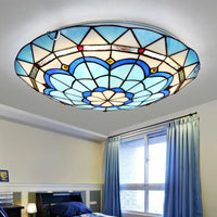 Tiffany Flush Mount Glazen Kleurrijke Plafondlamp, Slaapkamer