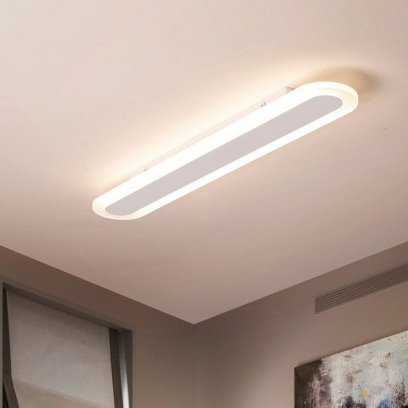 Arisha Minimalistische Ovale Lineaire Plafondlamp, Wit/Koffie