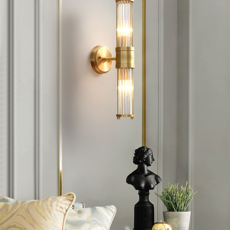 Kristy Amerikaanse Cilindrische Elegante Gouden Glas/Metaal Vanity Wandlamp