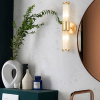 Kristy Amerikaanse Cilindrische Elegante Gouden Glas/Metaal Vanity Wandlamp