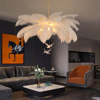 O'Moore Struisvogel Hedendaagse Elegante Veer Kroonluchter, Wit