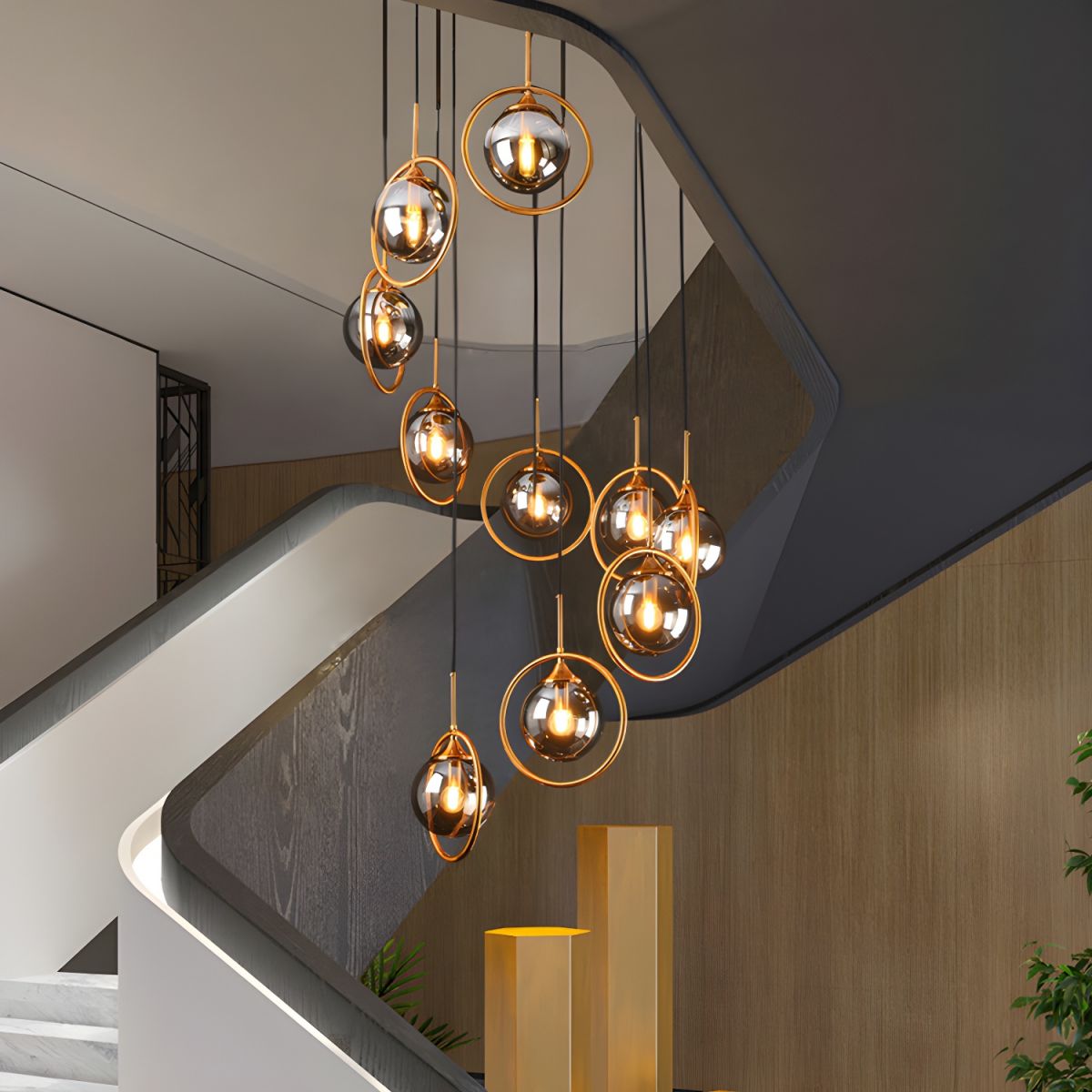 Valentina Moderne Spiraal Ballen Glas Trap Chandelier