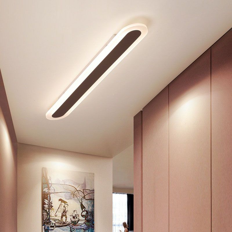 Arisha Minimalistische Ovale Lineaire Plafondlamp, Wit/Koffie