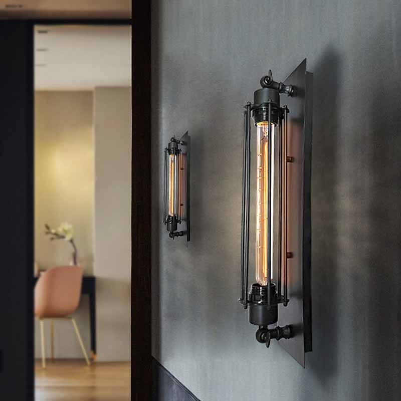 Tronel Vintage Cilinder Metalen Wandlamp, Zwart/Rood/Zilver/Goud