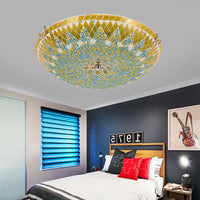 Tiffany Moderne Mediterraanse Glazen Plafondlamp Blauw/Geel/Wit
