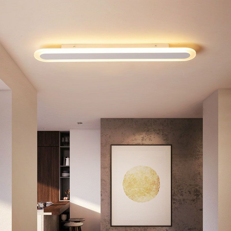 Arisha Minimalistische Ovale Lineaire Plafondlamp, Wit/Koffie