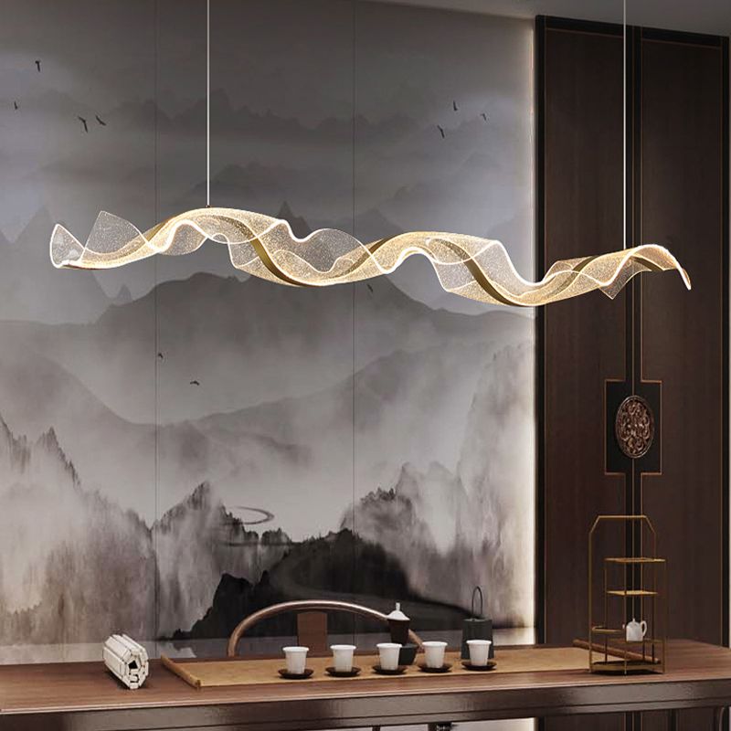 Yela Hanglampen Moderne Golf Metaal/Acryl Wit/Goud Woonkamer