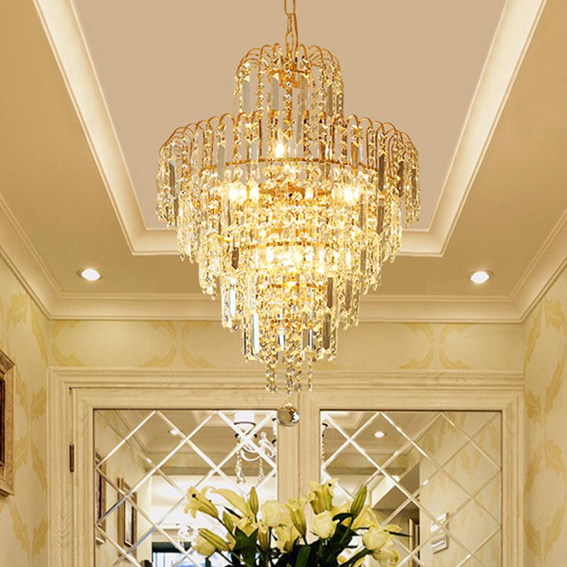 Kristy Luxe 5 Lagen Tassel Crystal Gouden Kandelaar