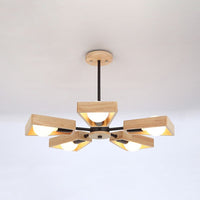 Sputnik Kroonluchter van Hout | Modern Geometrisch Ontwerp