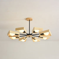 Sputnik Kroonluchter van Hout | Modern Geometrisch Ontwerp