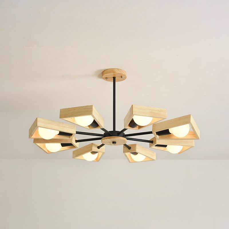 Sputnik Kroonluchter van Hout | Modern Geometrisch Ontwerp