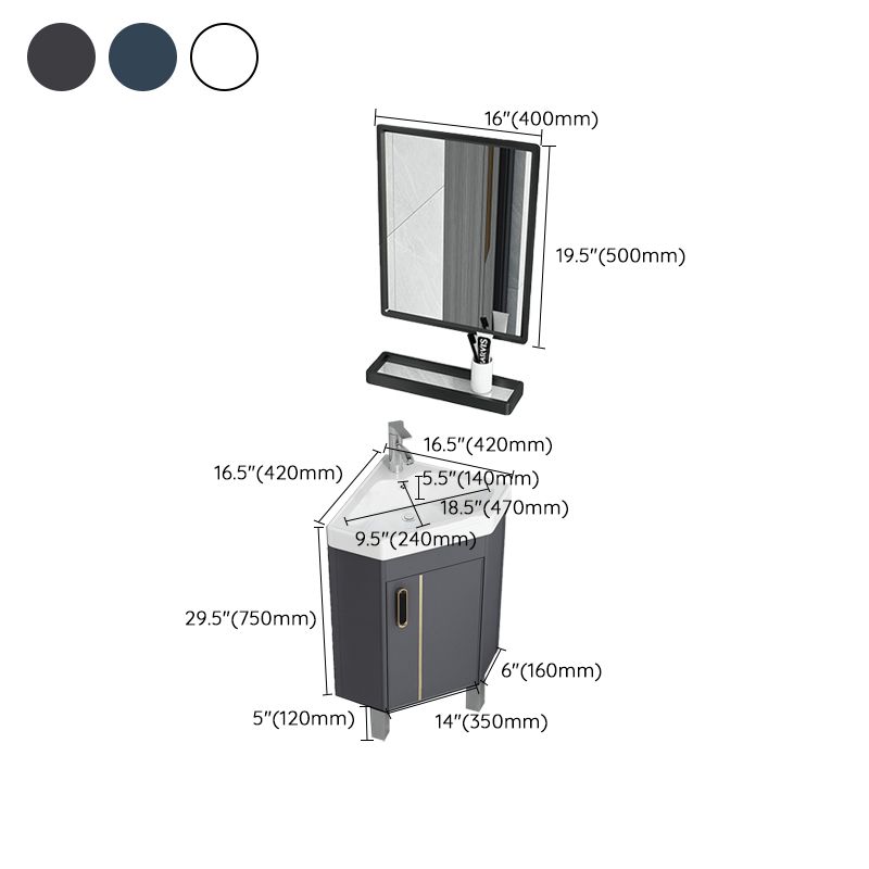 Contemporary Sink Vanity Driehoekige Wandgemonteerde Hoekbadkamermeubel