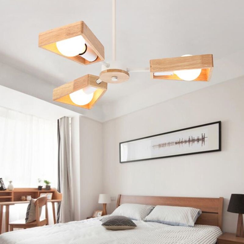 Sputnik Kroonluchter van Hout | Modern Geometrisch Ontwerp