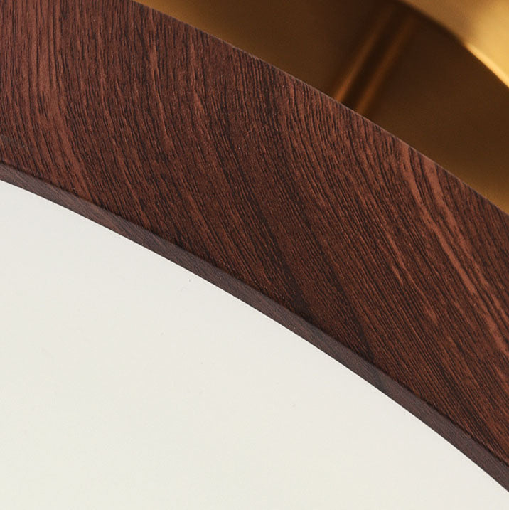 Japanse Houten Ronde LED Semi-Flush Mount Plafondlamp