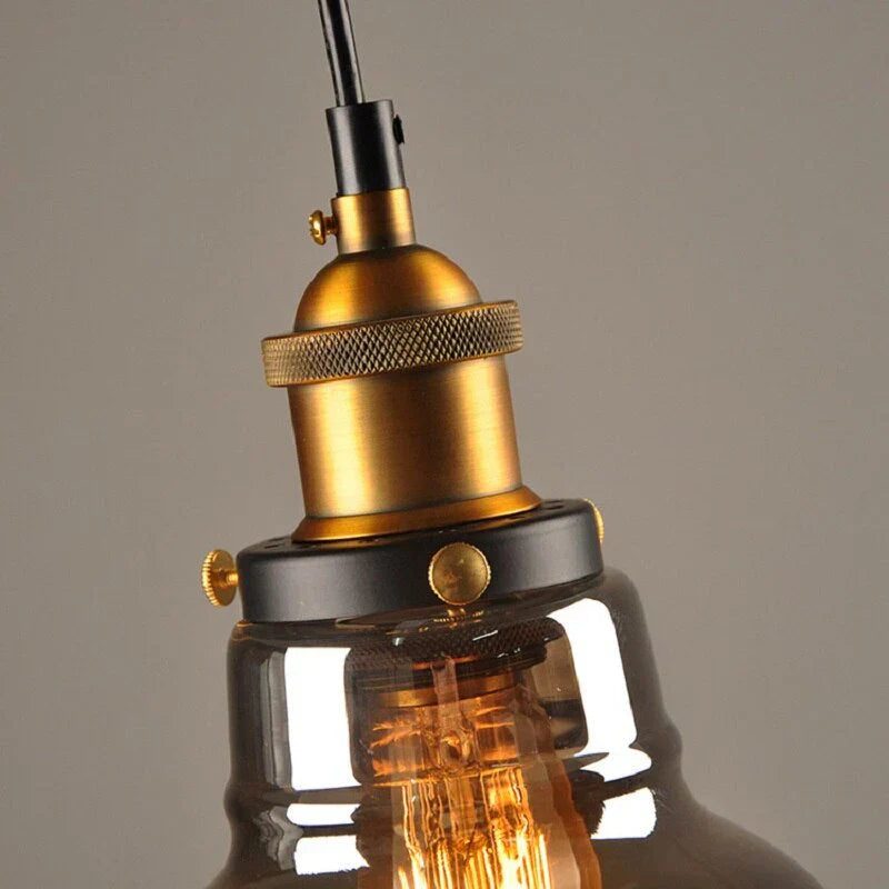 Industriële retro hanglamp met glas – Rookglas lampenkap