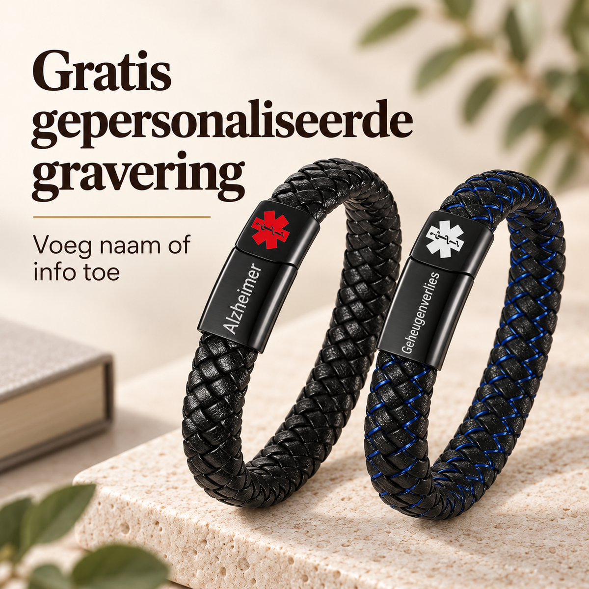Custom AlertBand | Medische ID Armband voor Senioren met Dementie of Alzheimer