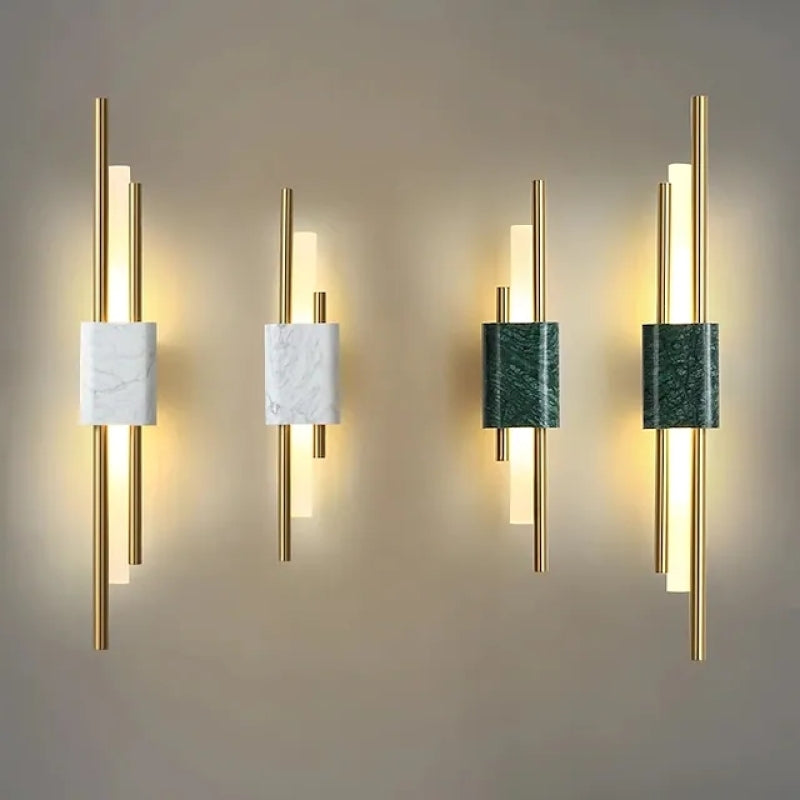 Drena Moderne Lineaire Wandlamp Marmer. Wit/Groen/Goud. Woonkamer