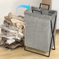 Vouwbare Wasmand met Stalen Frame en Geweven Opbergzak