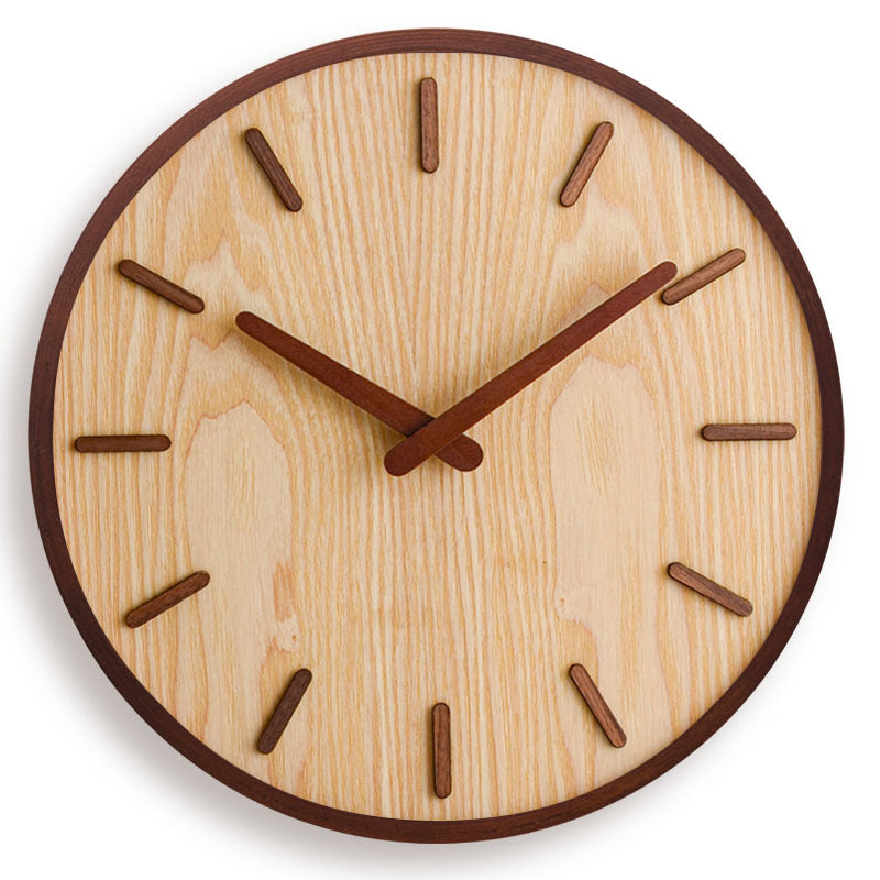 Walnut Houten Wandklok Minimalistisch Stil Modern