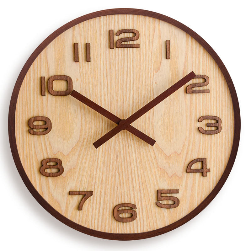 Walnut Houten Wandklok Minimalistisch Stil Modern