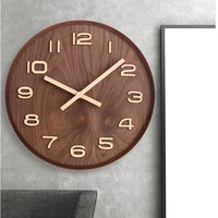 Walnut Houten Wandklok Minimalistisch Stil Modern