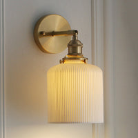 Porseleinen Wandlamp met Messing Lampenvoet Eetkamer Hal 5/6/8.5 Inch Breed 1 Licht Moderne Wandlamp in Wit