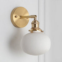 Porseleinen Wandlamp met Messing Lampenvoet Eetkamer Hal 5/6/8.5 Inch Breed 1 Licht Moderne Wandlamp in Wit