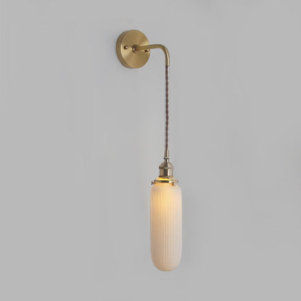 Porseleinen Wandlamp met Messing Lampenvoet Eetkamer Hal 5/6/8.5 Inch Breed 1 Licht Moderne Wandlamp in Wit
