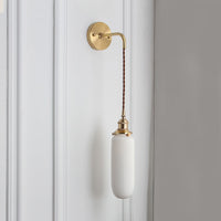 Porseleinen Wandlamp met Messing Lampenvoet Eetkamer Hal 5/6/8.5 Inch Breed 1 Licht Moderne Wandlamp in Wit