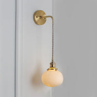 Porseleinen Wandlamp met Messing Lampenvoet Eetkamer Hal 5/6/8.5 Inch Breed 1 Licht Moderne Wandlamp in Wit